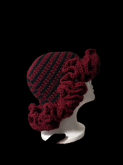 Burgundy ruffle hat