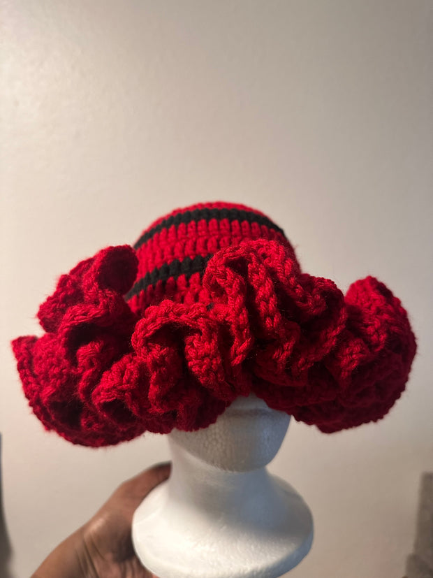 Black & Red Ruffle Hat