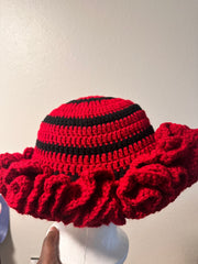 Black & Red Ruffle Hat