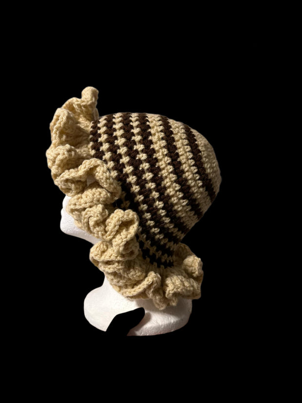 Hand-knit ruffle hat