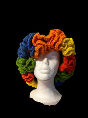 Rainbow Crochet Ruffle Hat