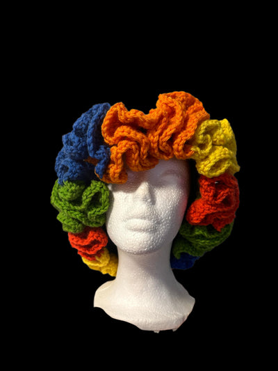 Rainbow Crochet Ruffle Hat