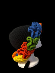 Rainbow Crochet Ruffle Hat