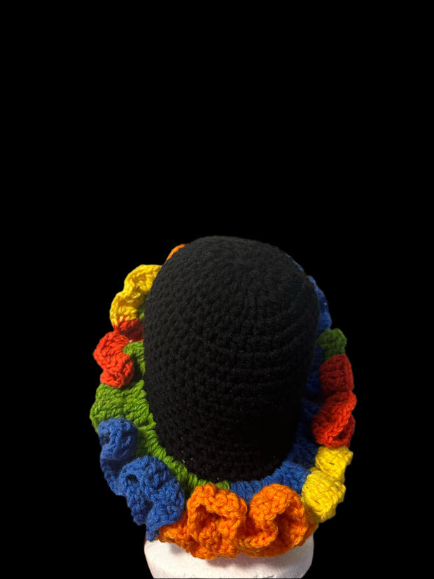 Rainbow Crochet Ruffle Hat